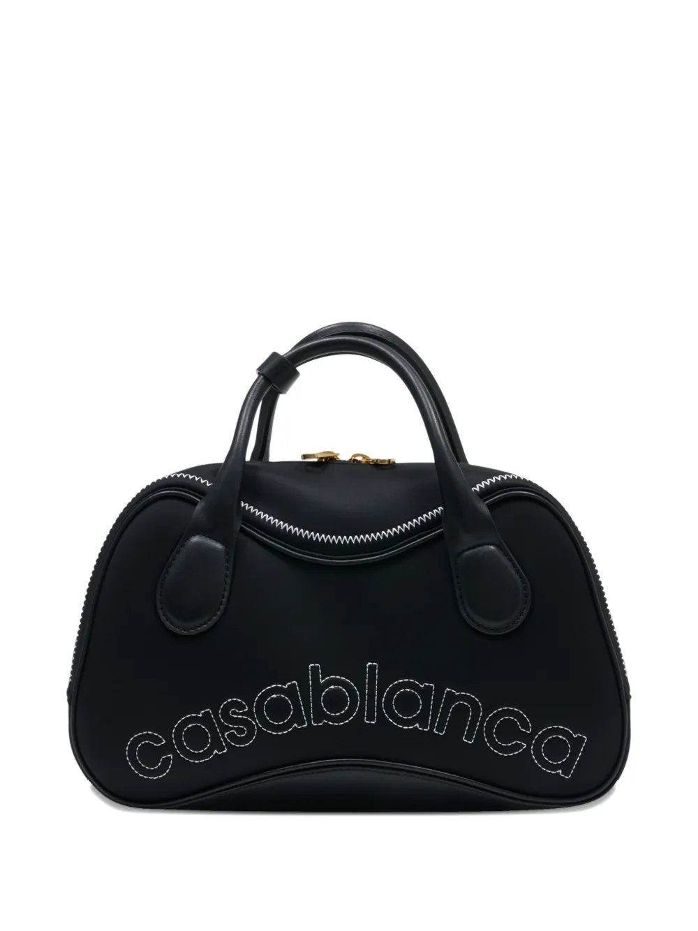 Casablanca logo-detail leather tote bag - Nero