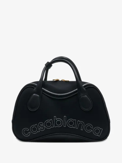 Casablanca logo-detail leather tote bag