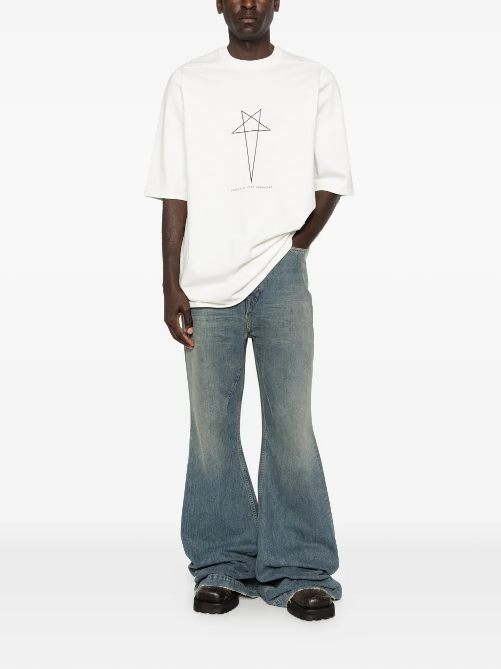 Rick Owens DRKSHDW T-shirt met sterprint en lint Wit