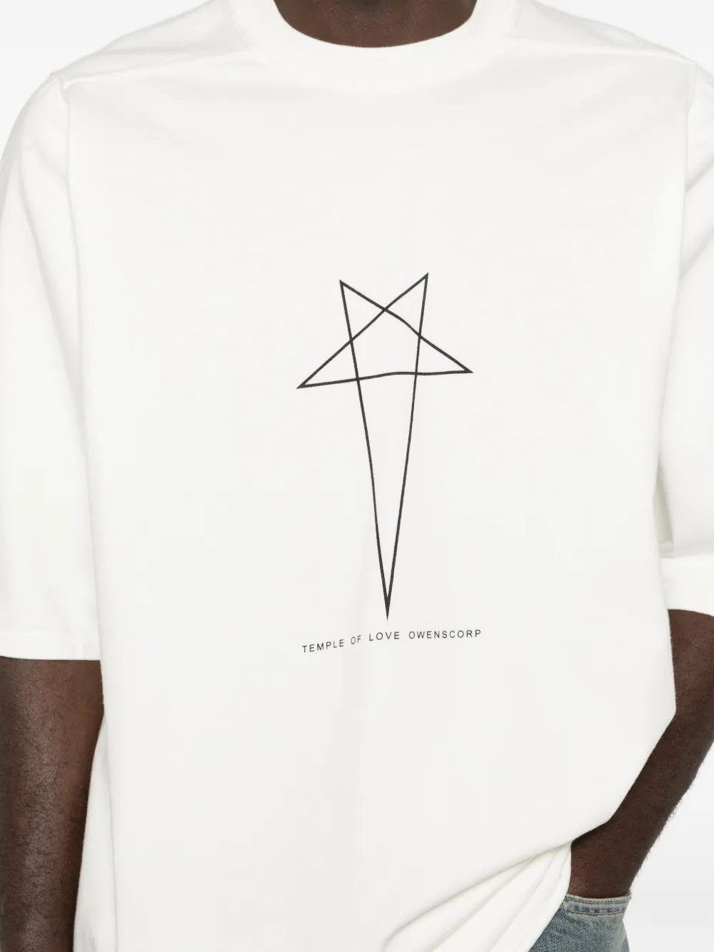 Rick Owens DRKSHDW T-shirt met sterprint en lint Wit