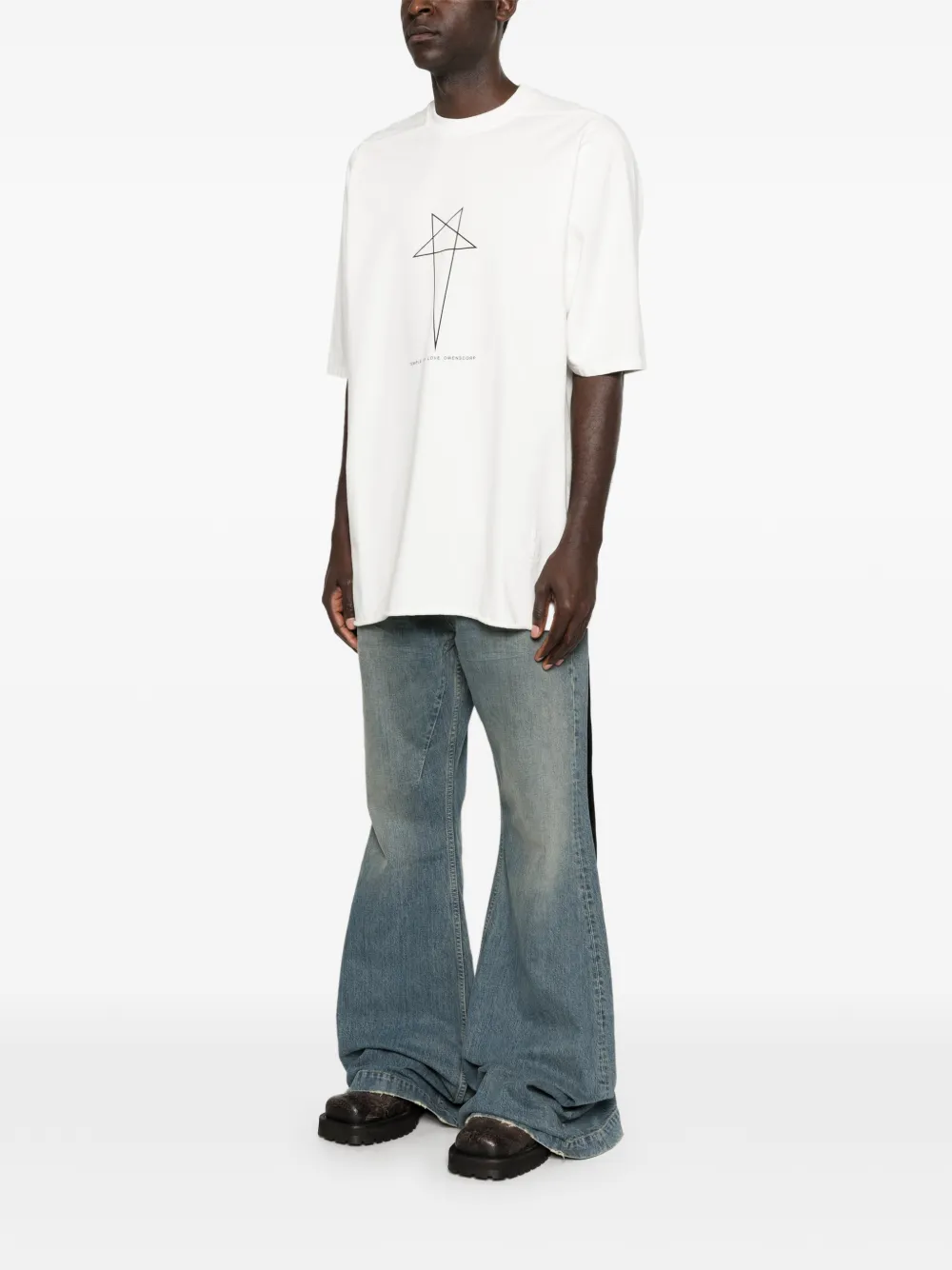 Rick Owens DRKSHDW T-shirt met sterprint en lint Wit