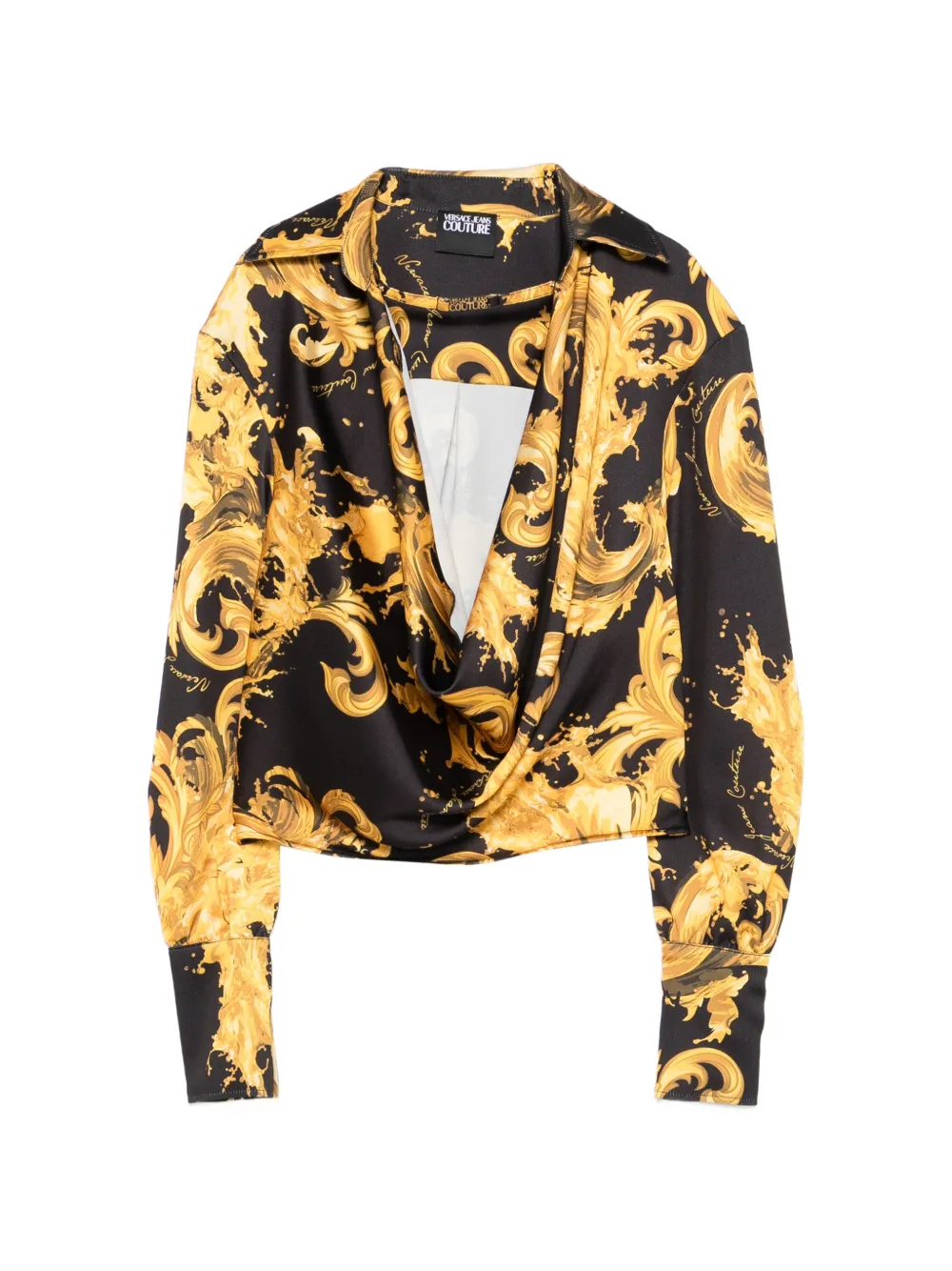 Versace Jeans Couture cowl-neck baroque-print blouse - Nero