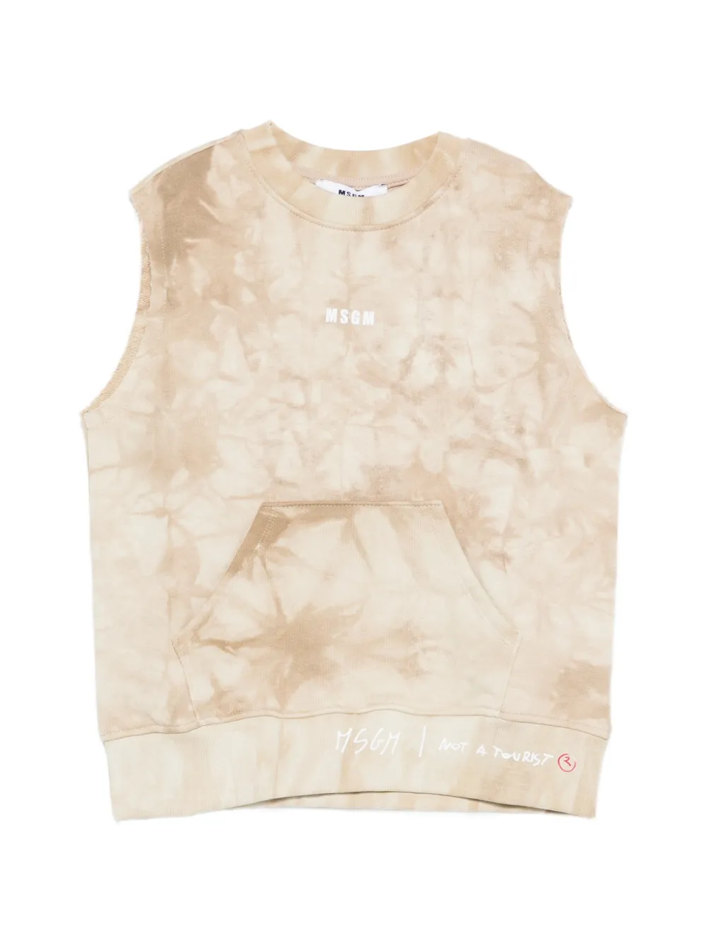 MSGM Kids tie-dye kangaroo-pocket sweatshirt - Toni neutri