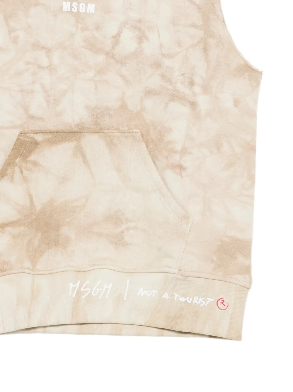 MSGM Kids Sweater met tie-dye print en buidelzak Beige