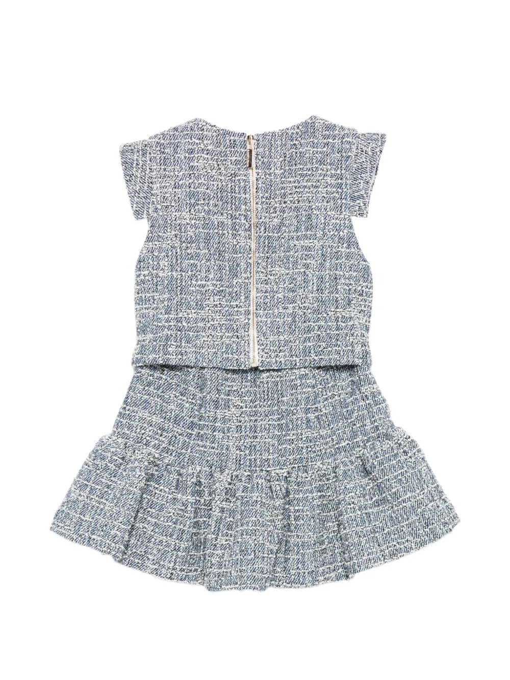 Elisabetta Franchi La Mia Bambina Tweedelige rok set met ruches en logo Blauw