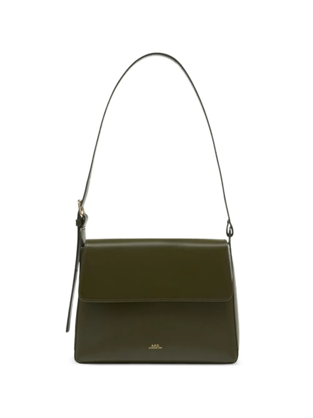A.P.C. Virginie Flap leather shoulder bag - Verde