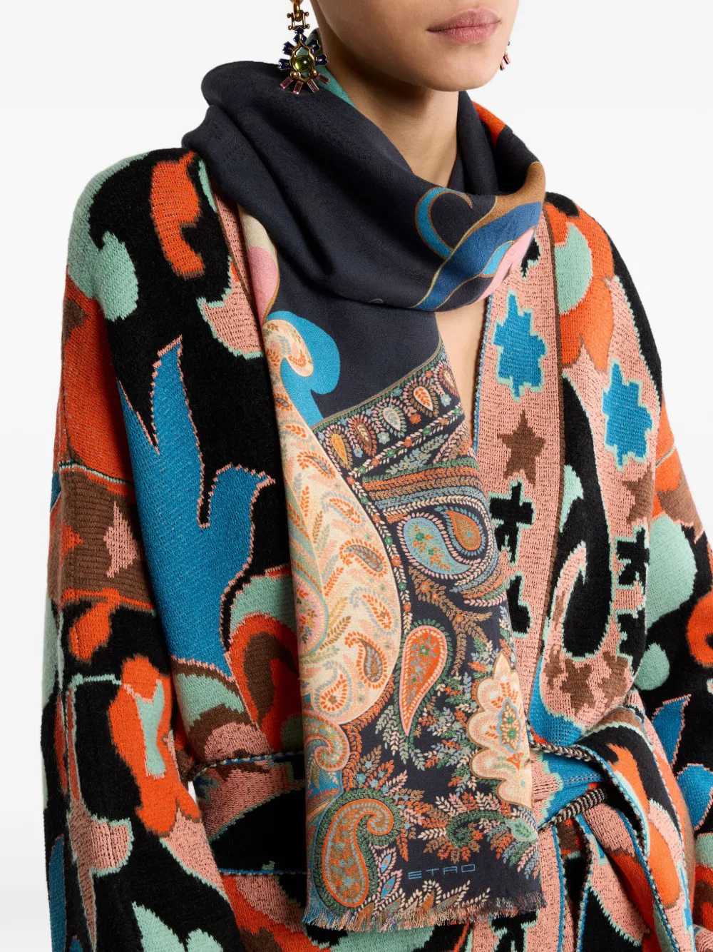 ETRO Sjaal met jacquard-paisley patroon Blauw