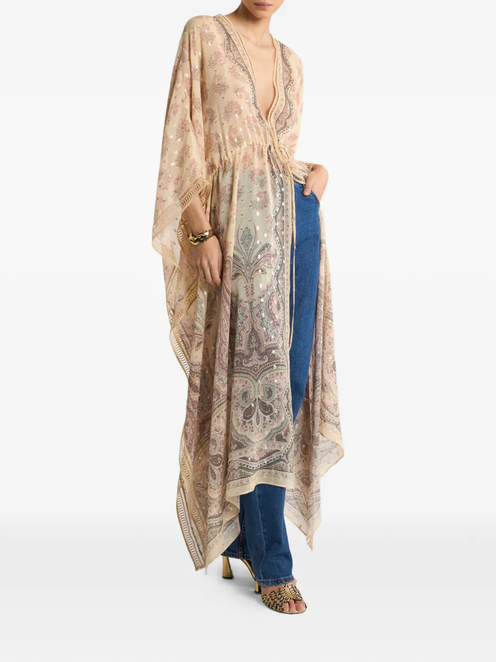 ETRO Zijden tuniek met print Beige