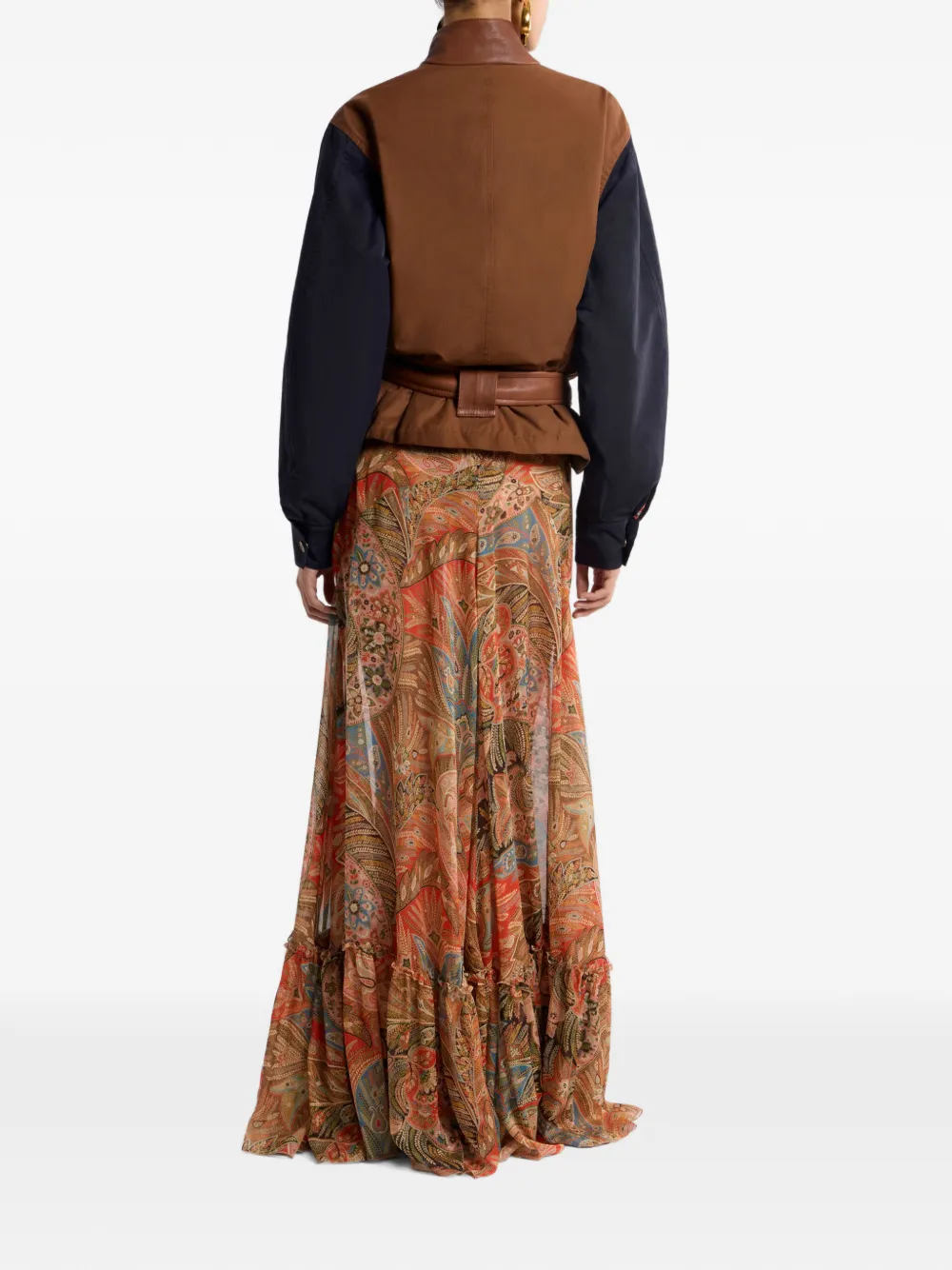  Etro Contrasting Sleeves Padded Bomber Jacket - Brown 