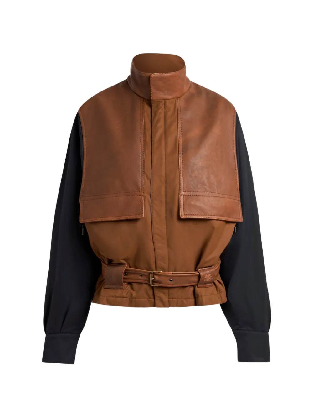 ETRO contrasting sleeves padded bomber jacket - Marrone