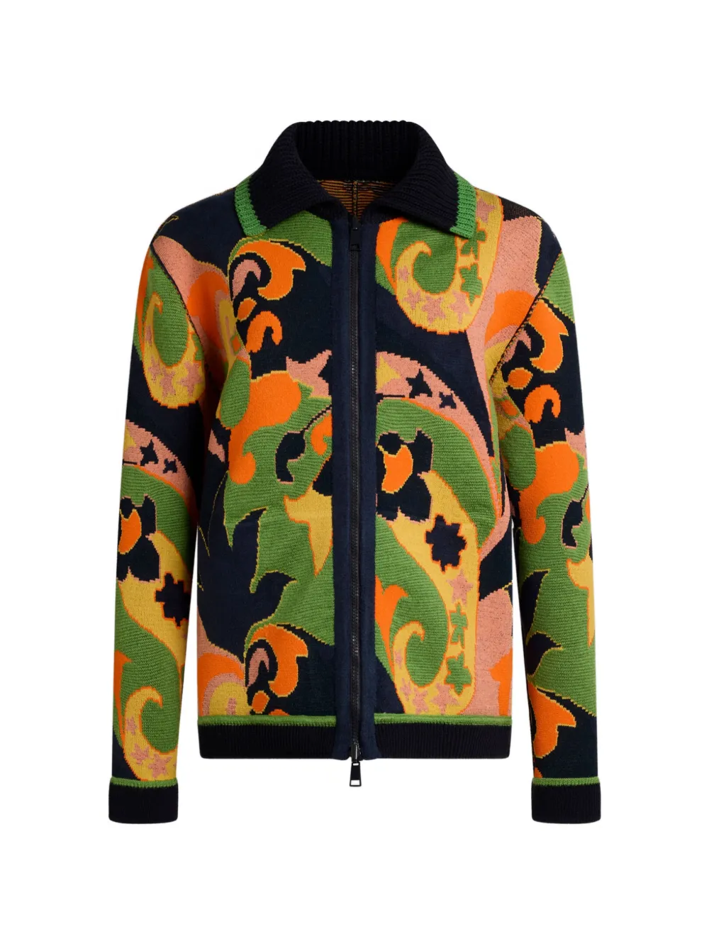 ETRO Vest met jacquard rits en paisley- en bloemen-patroon Groen