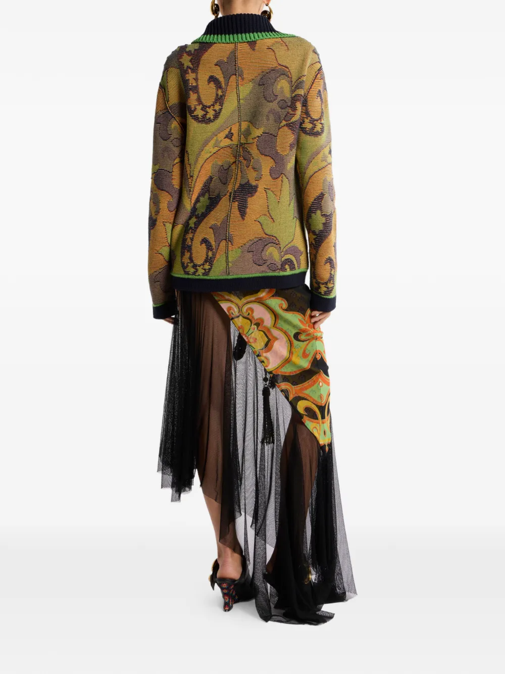 ETRO Vest met jacquard rits en paisley- en bloemen-patroon Groen