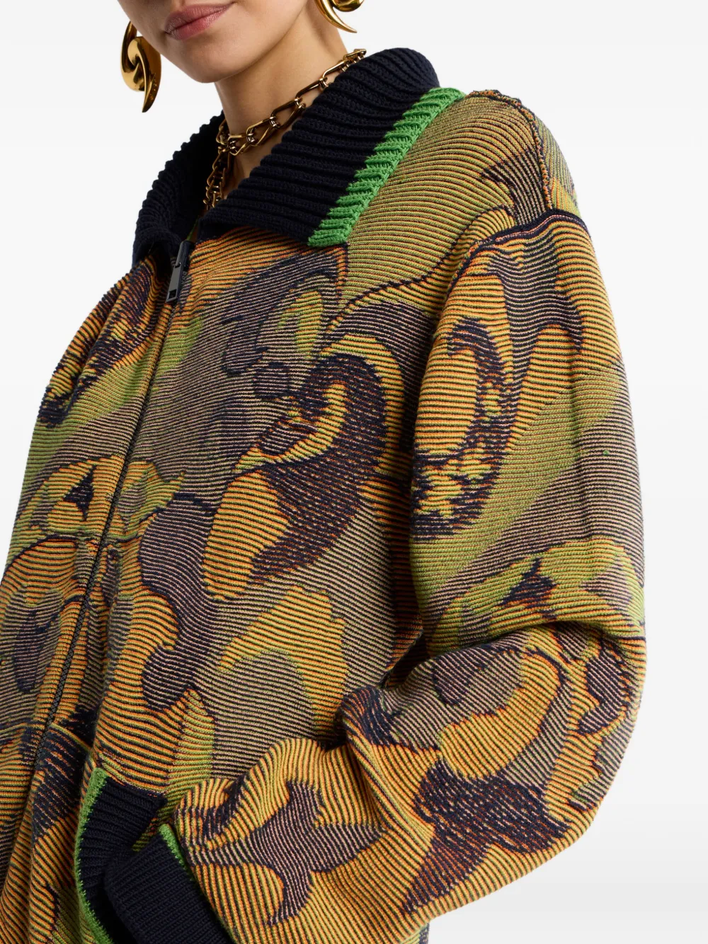ETRO Vest met jacquard rits en paisley- en bloemen-patroon Groen