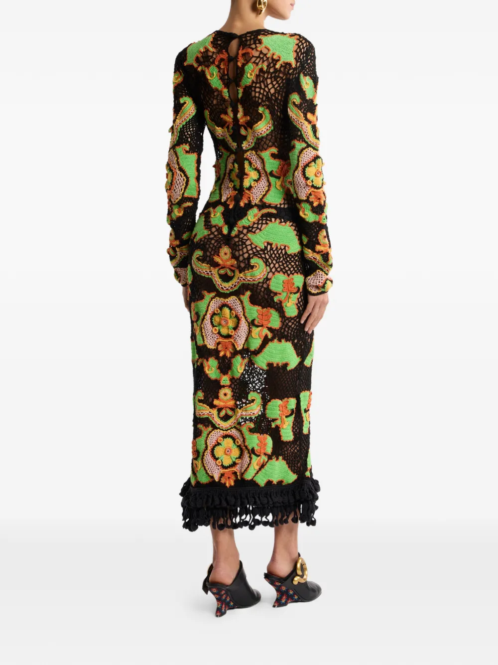 ETRO Katoenen maxi-jurk met bloemen-patroon en gehaakt effect Zwart