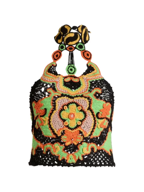 ETRO floral-detail crochet top