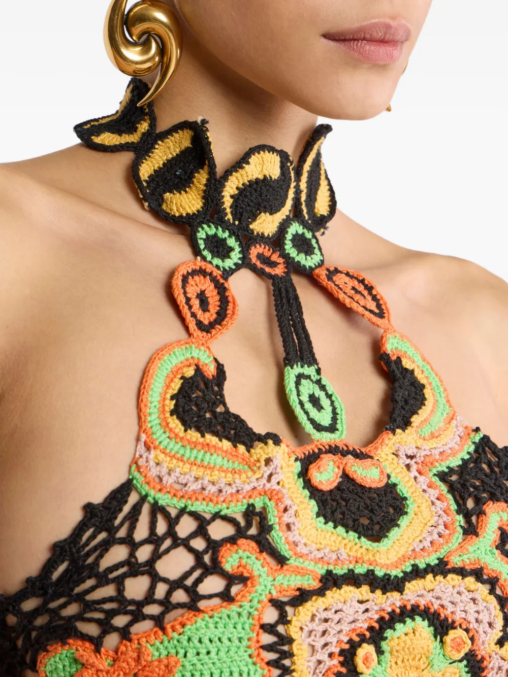 ETRO Katoenen gehaakte cropped top met bloemen-patroon Zwart