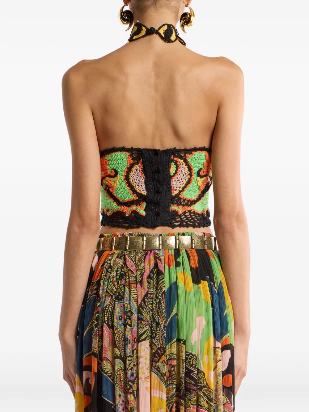 ETRO Katoenen gehaakte cropped top met bloemen-patroon Zwart