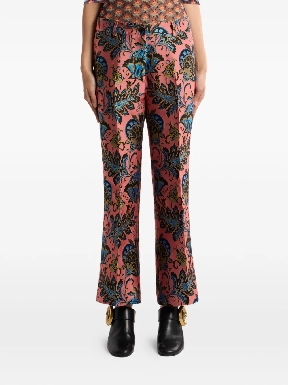 ETRO Flared broek met bloemen-patroon en jacquard Roze
