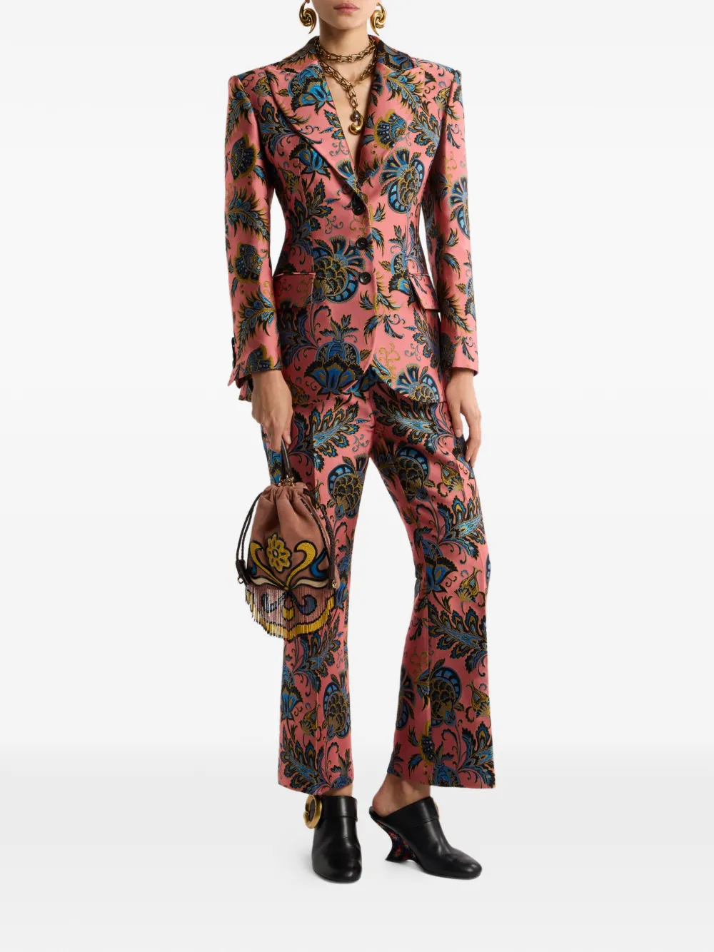 ETRO Flared broek met bloemen-patroon en jacquard Roze