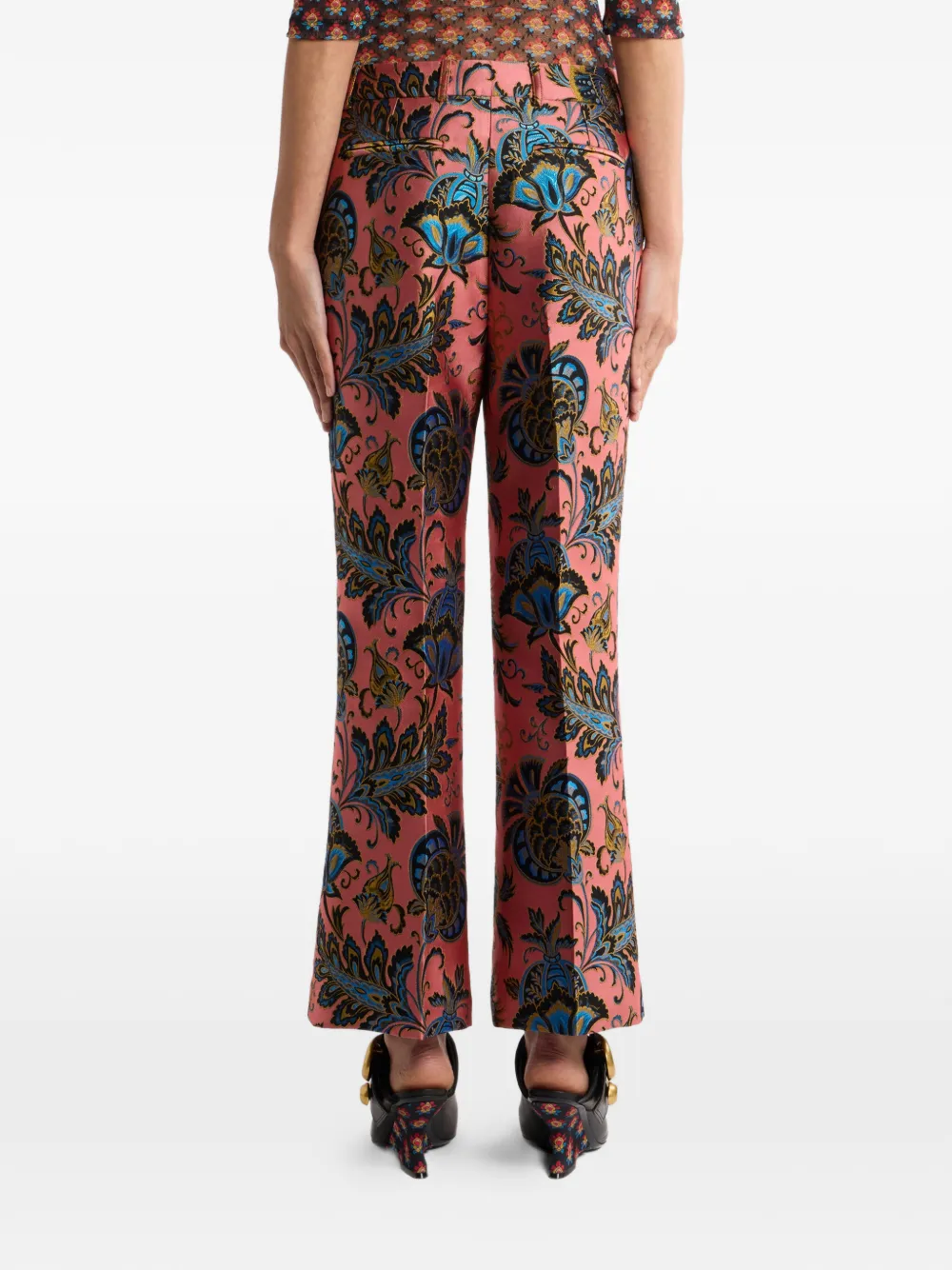 ETRO Flared broek met bloemen-patroon en jacquard Roze