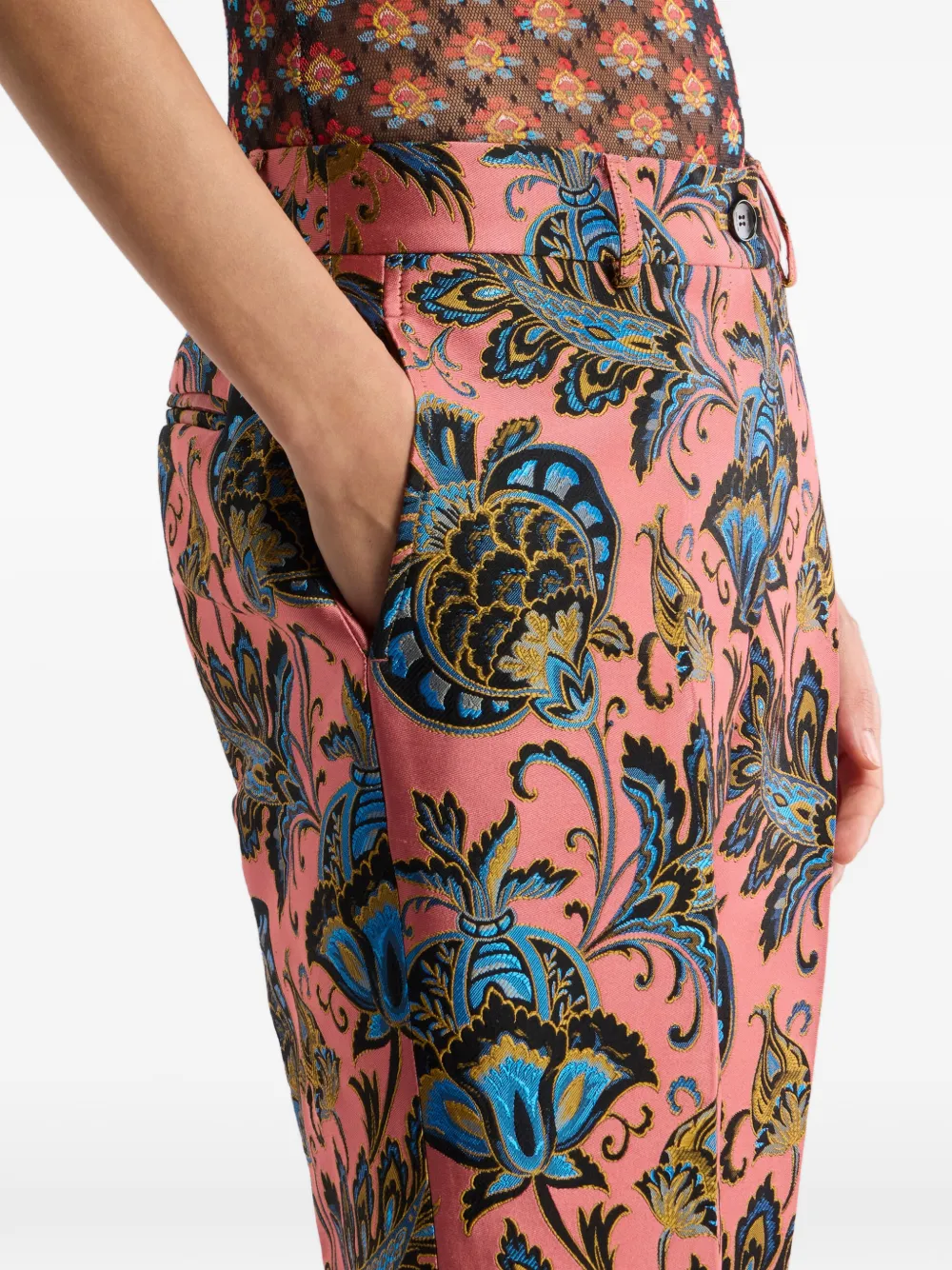 ETRO Flared broek met bloemen-patroon en jacquard Roze