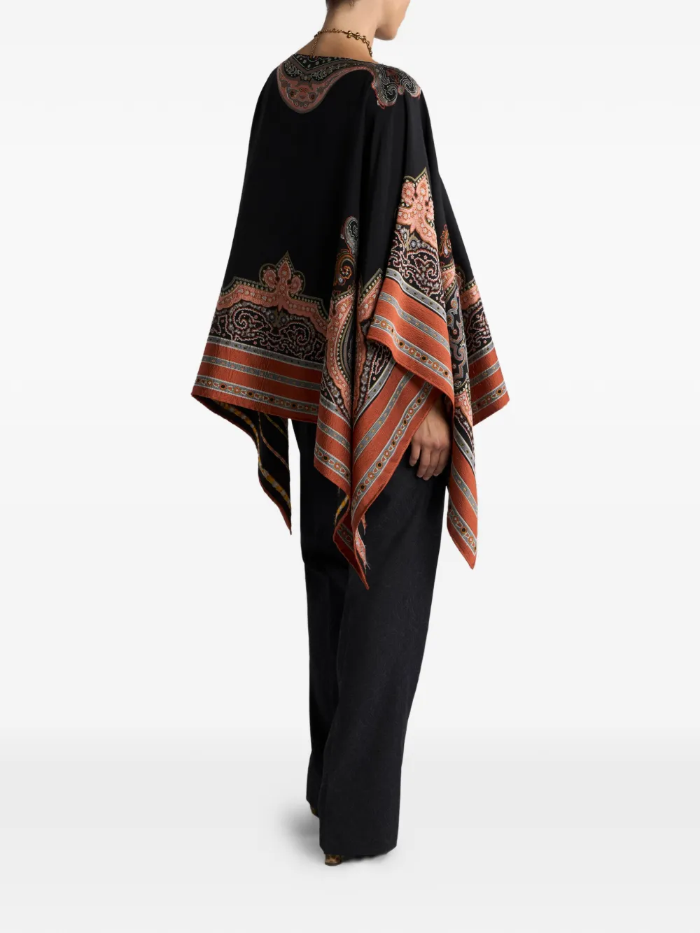  Etro Poncho Bordado - Negro 