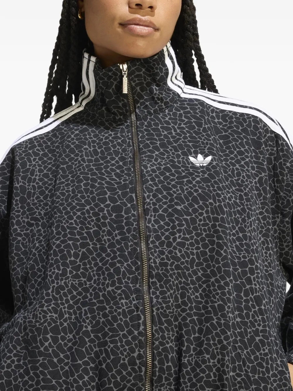  Adidas Striped Mockneck Jacket - Black 