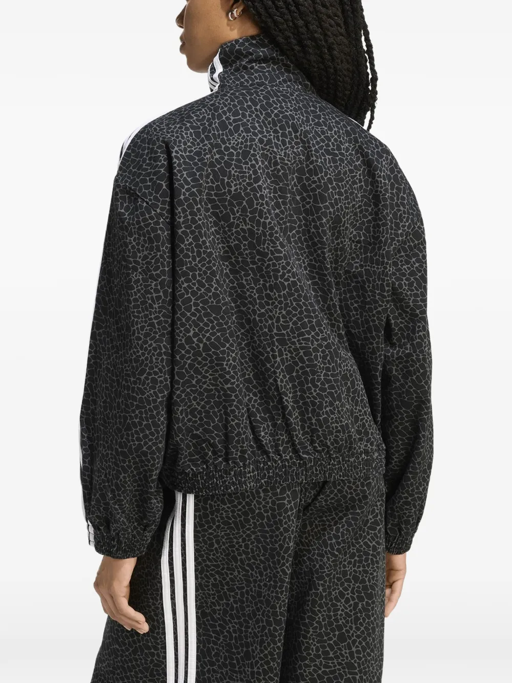  Adidas Striped Mockneck Jacket - Black 