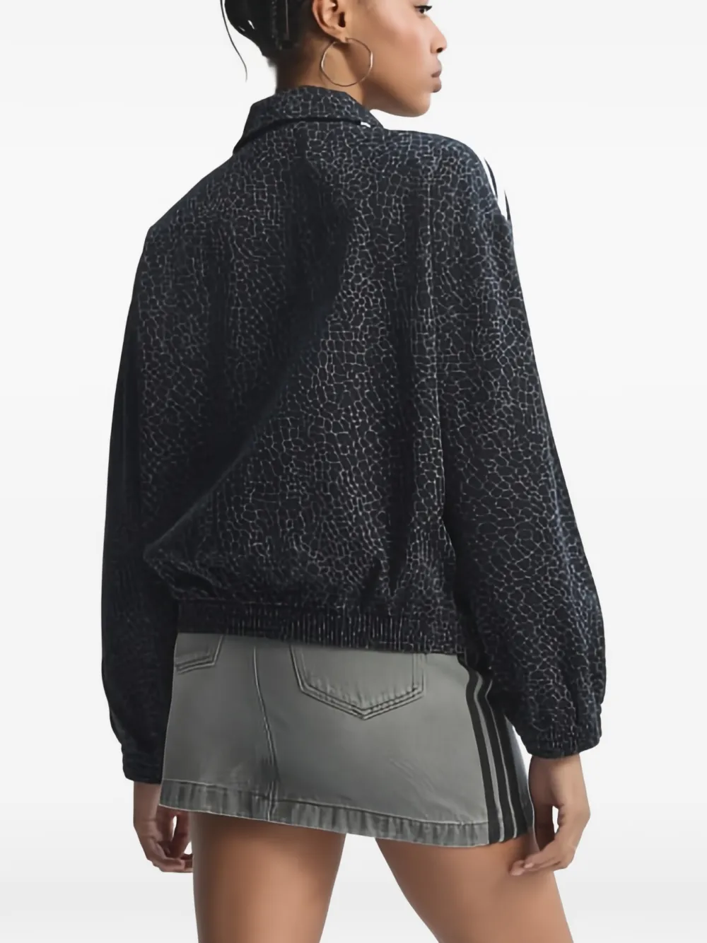 adidas Gestreept jack met col Zwart
