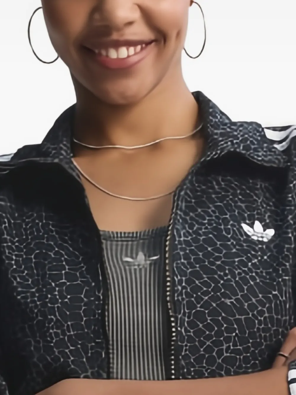 adidas Gestreept jack met col Zwart