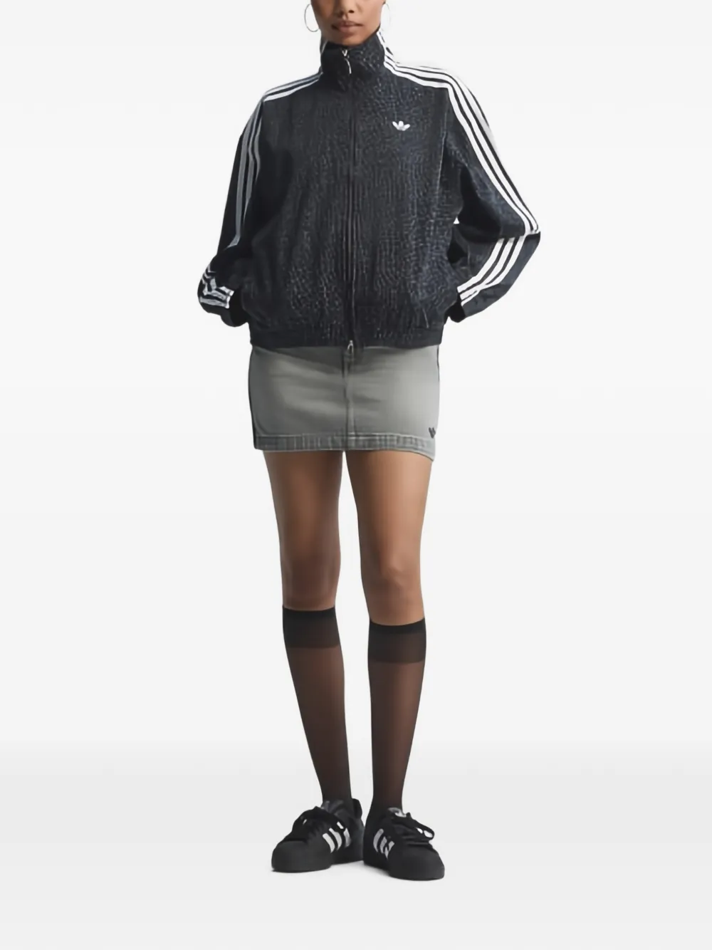 adidas Gestreept jack met col Zwart