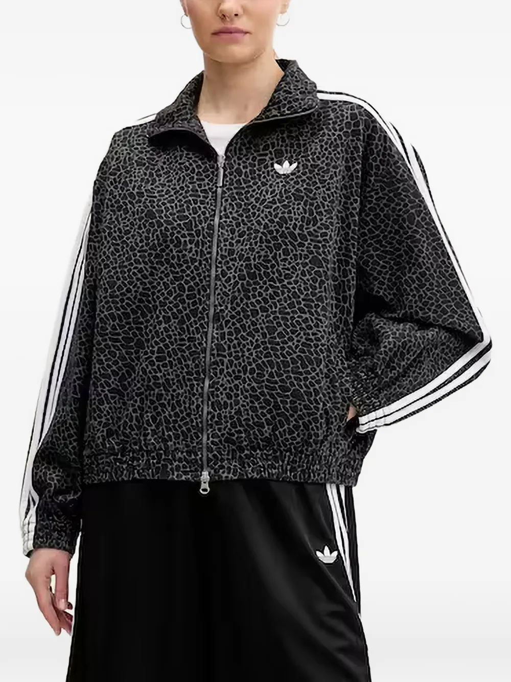 adidas striped mockneck jacket - Nero