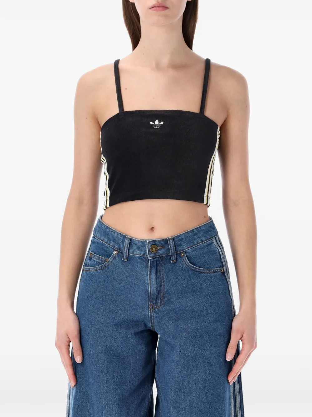 adidas side-stripe tank top - Nero