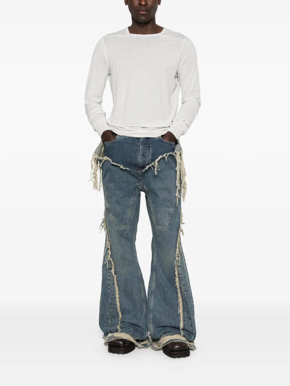  Rick Owens Drkshdw Distressed Flared Jeans - Blue 