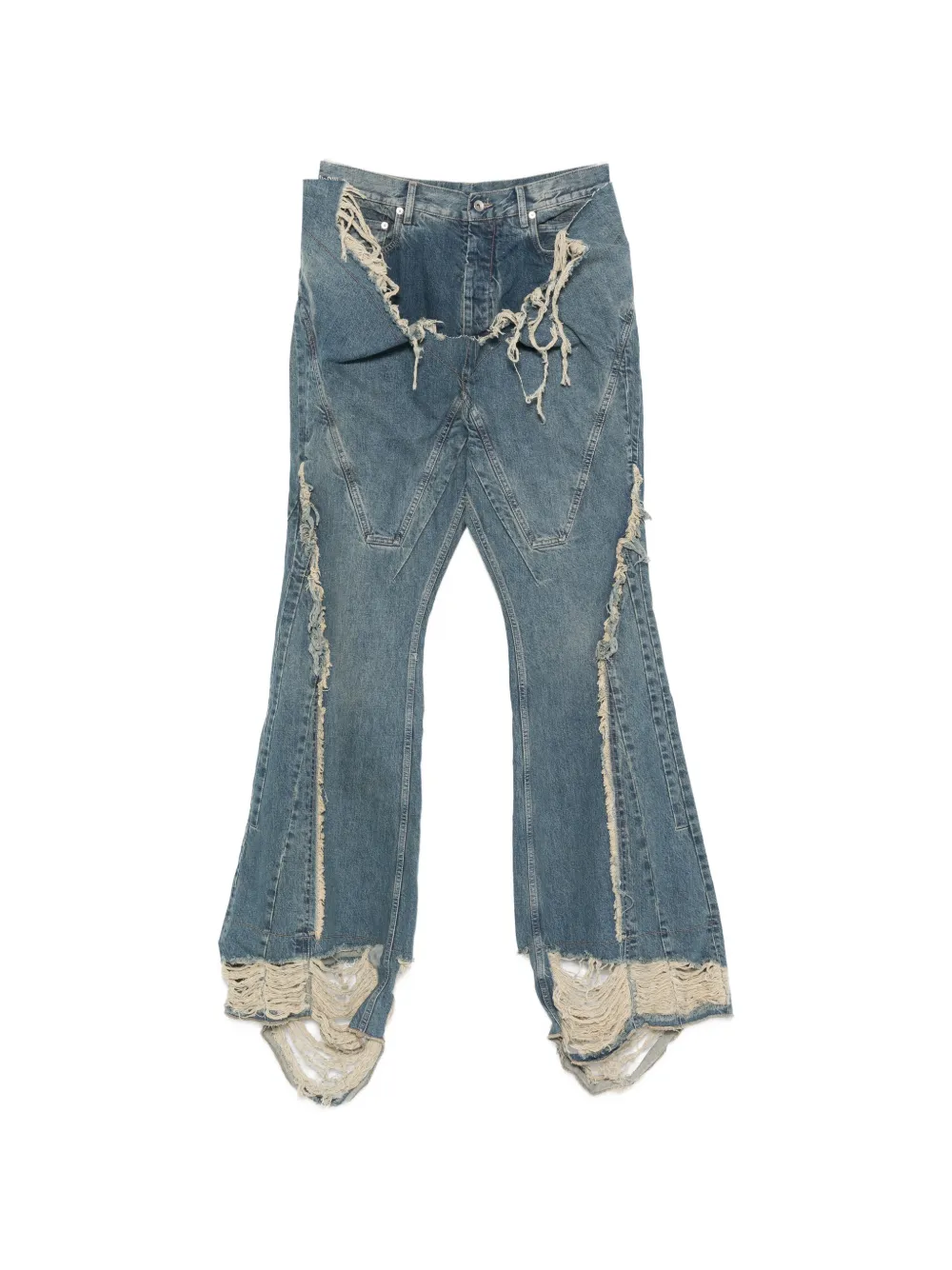 Rick Owens Drkshdw Distressed Flared Jeans In Blue