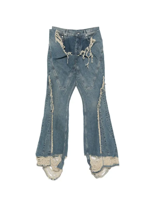 Rick Owens DRKSHDW Distressed Flared Jeans | Blue | FARFETCH