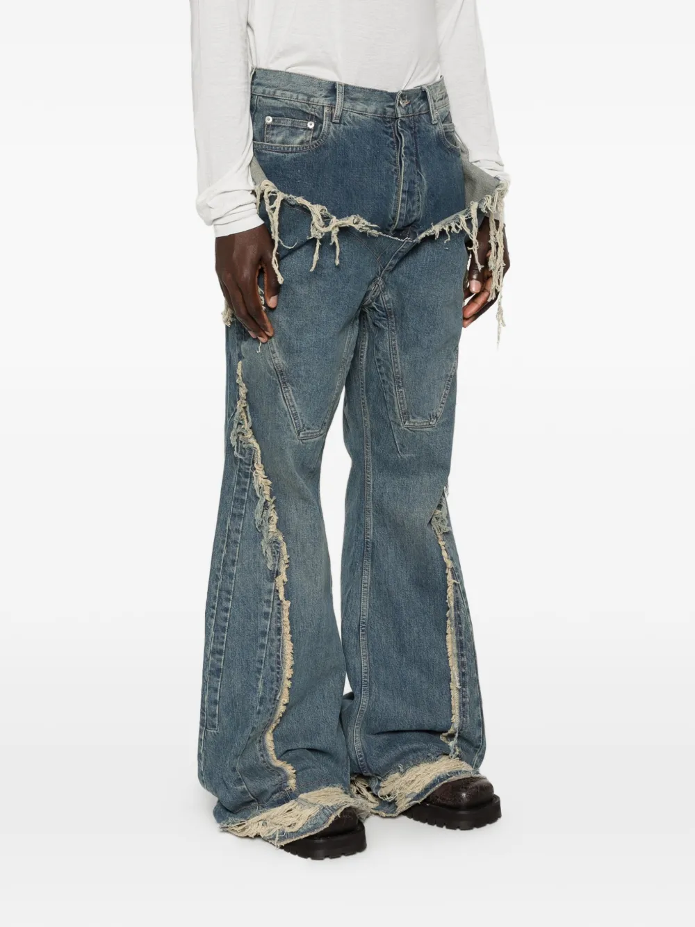  Rick Owens Drkshdw Distressed Flared Jeans - Blue 