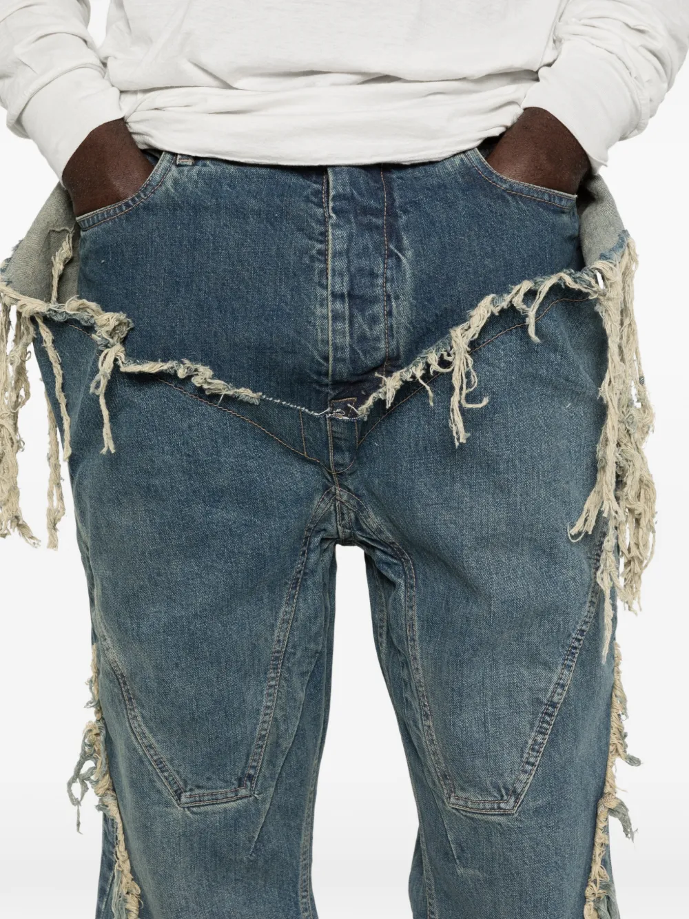 Rick Owens DRKSHDW Jeans met franje Blauw