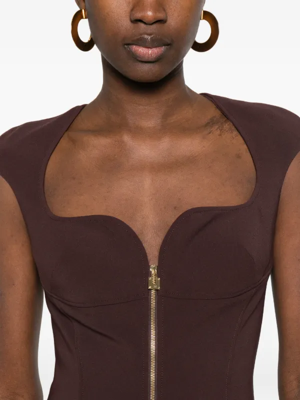 Elisabetta Franchi zip-up Midi Dress | Brown | FARFETCH
