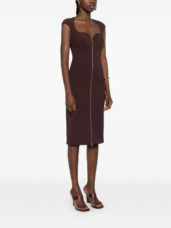 Elisabetta Franchi zip-up Midi Dress | Brown | FARFETCH