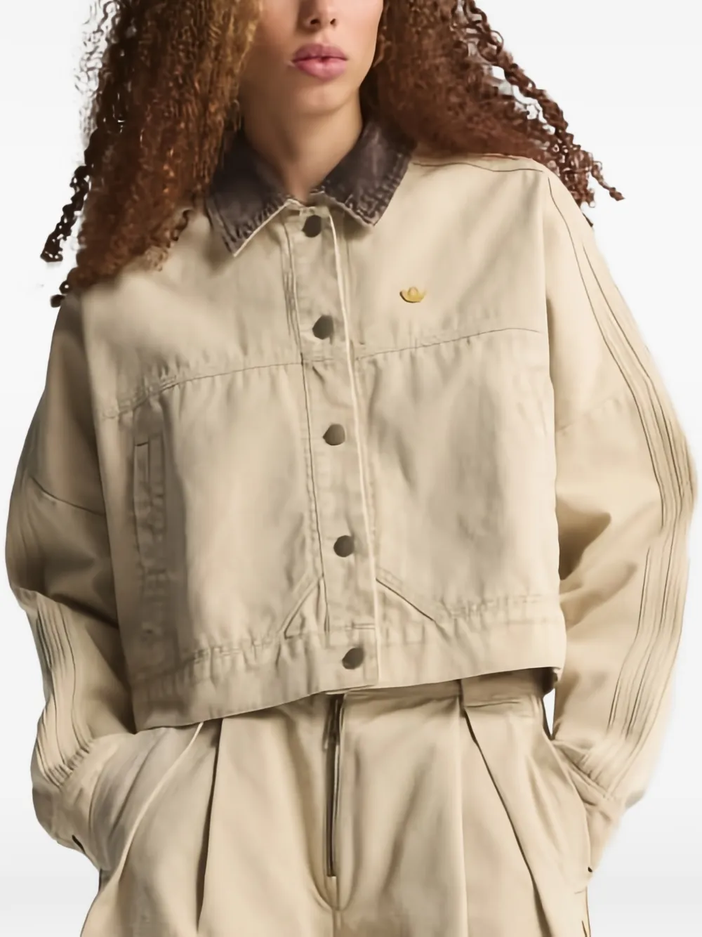 adidas Jas met ribfluwelen kraag Beige