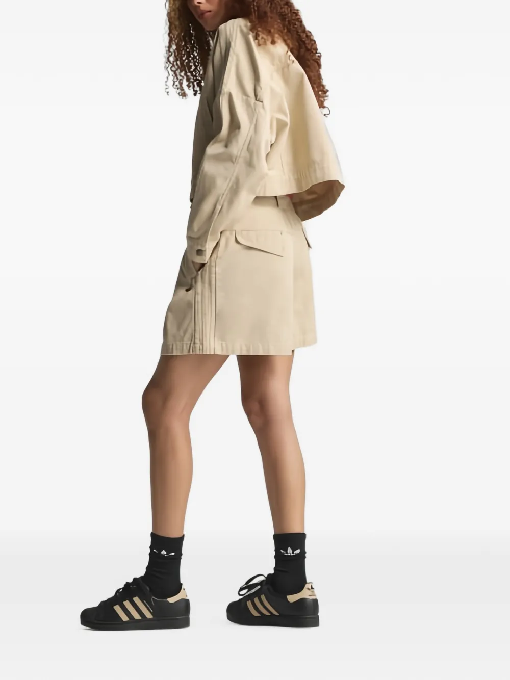 adidas Jas met ribfluwelen kraag Beige