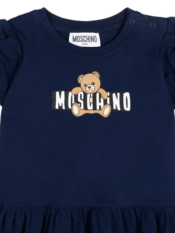 Moschino Kids テディベア パフスリーブ ワンピース | ブルー