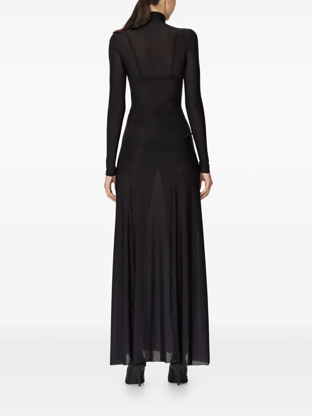  Mia Peculiar Turtleneck Side-split Maxi Dress - Black 