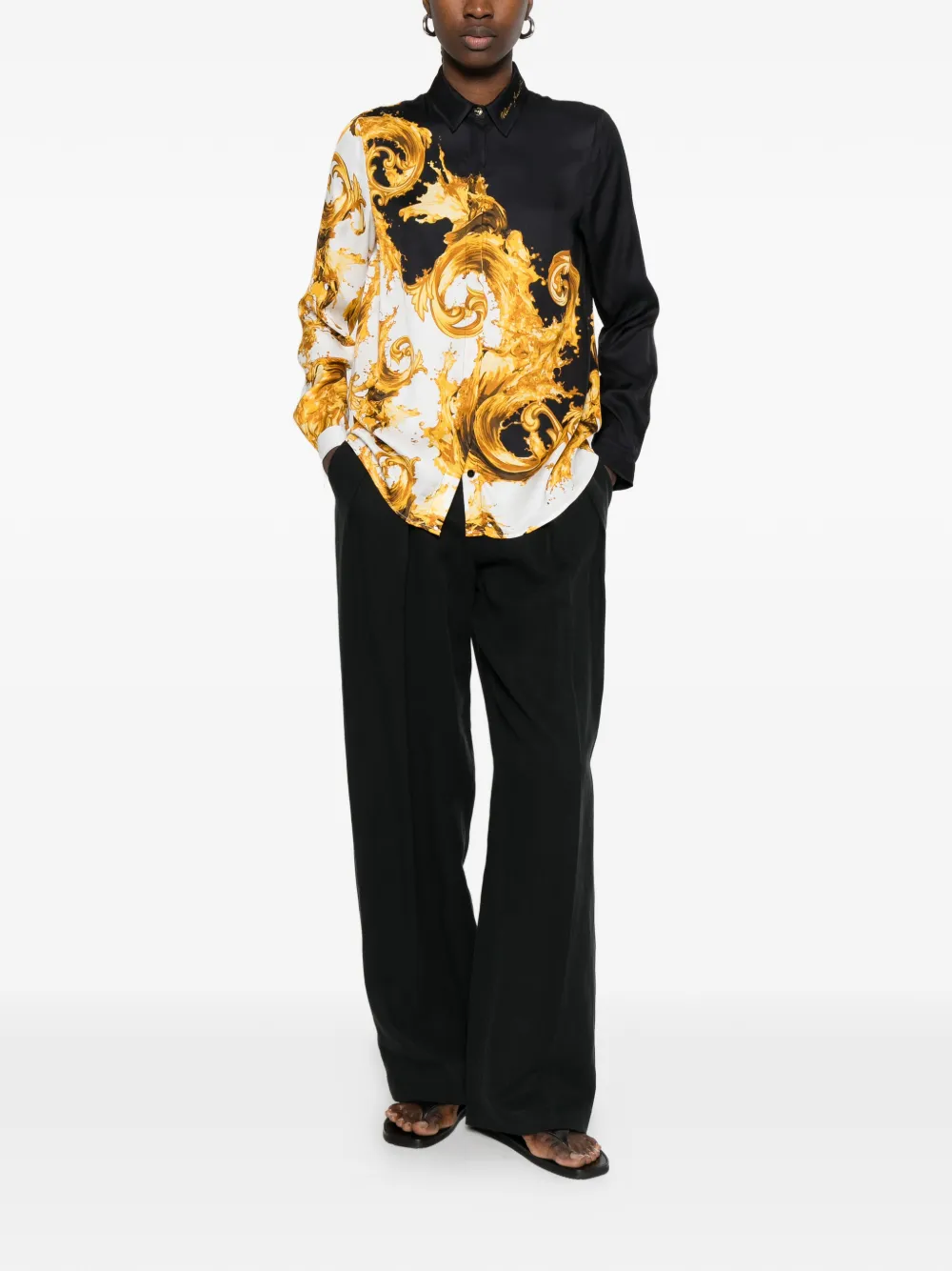  Versace Jeans Couture Baroque-print Shirt - Black 