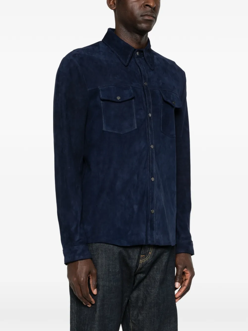 Salvatore Santoro Suède shirtjack Blauw