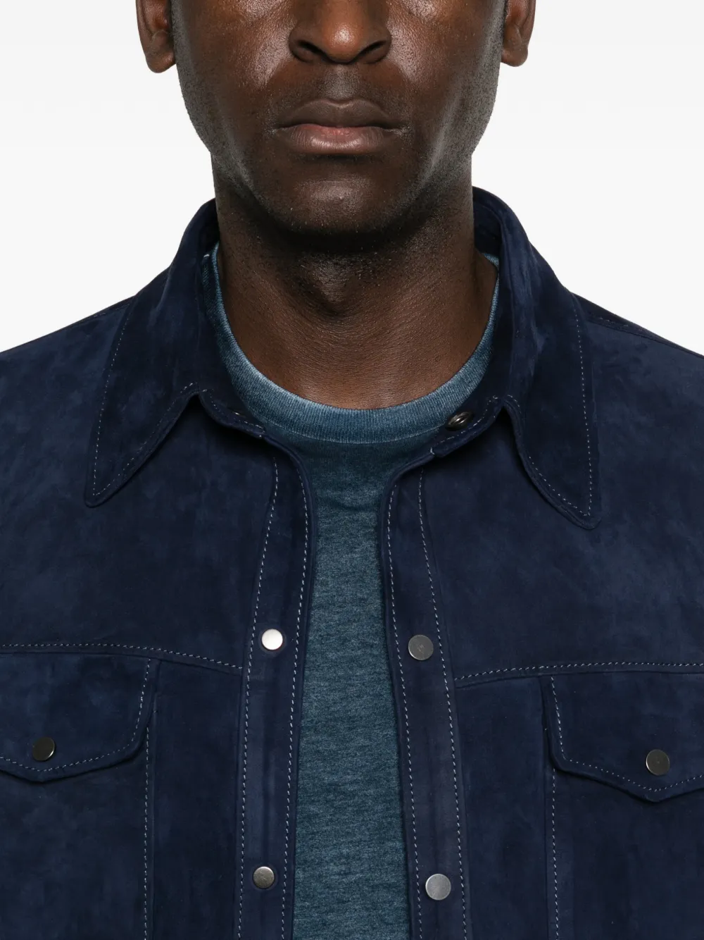 Salvatore Santoro Suède shirtjack Blauw