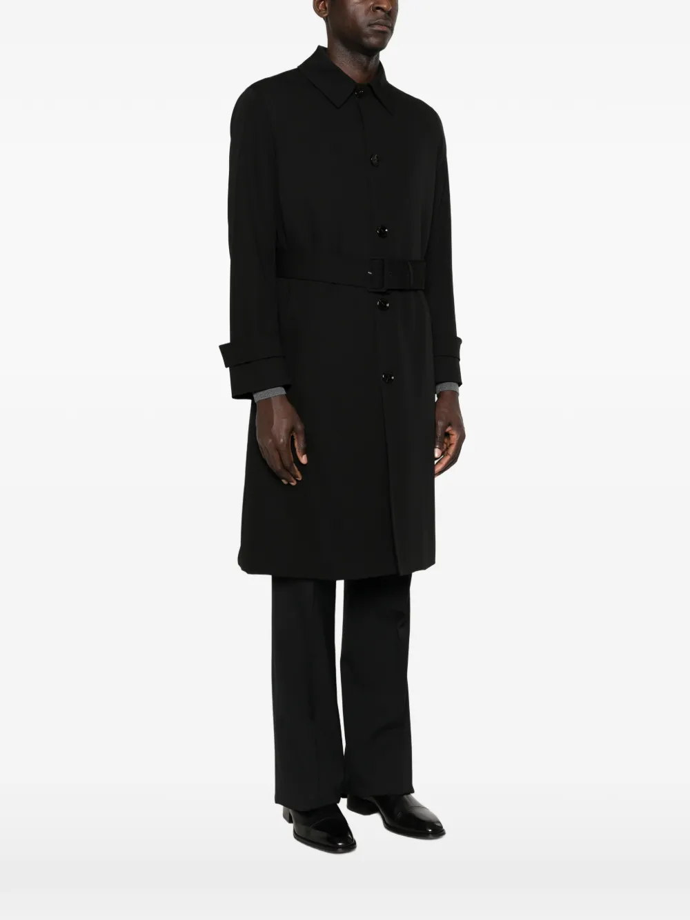  Lardini Belted Coat - Black 
