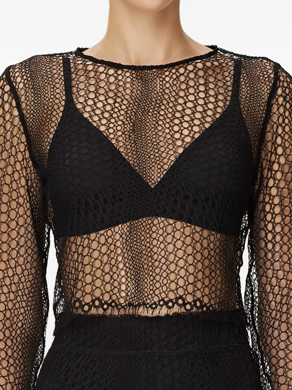  Mia Peculiar Openwork T-shirt - Black 