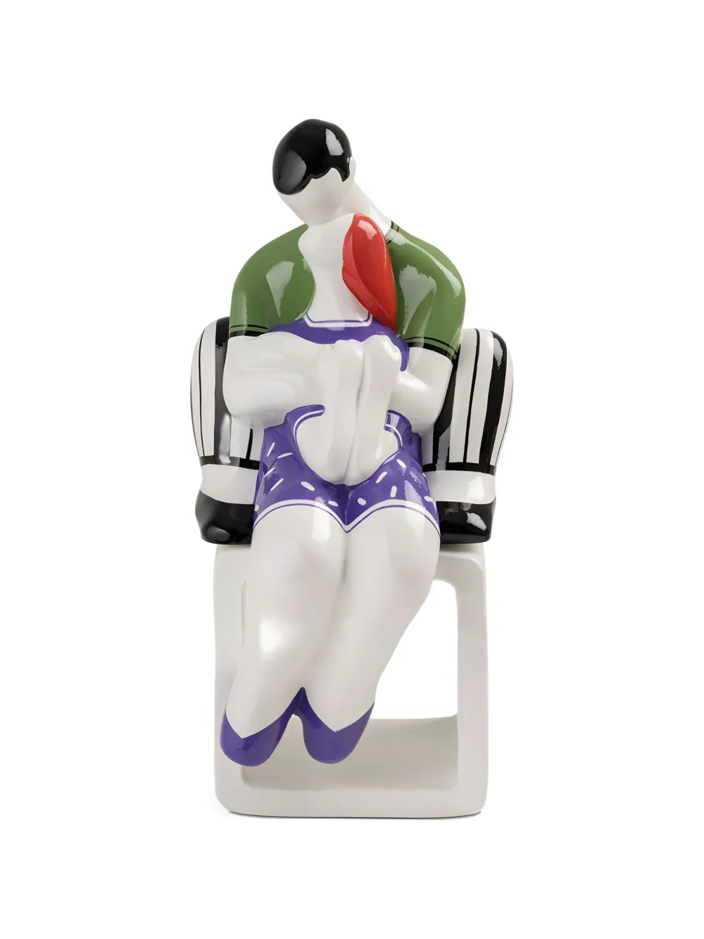 EGAN Us Embraces striped-detail figurine - Bianco